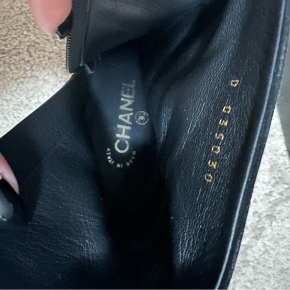 Chanel black suede boots w: box size 8.5 - Picture 6 of 12